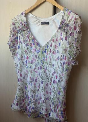 Красивая шелковая блуза в цветы от alex &amp; Co1 фото