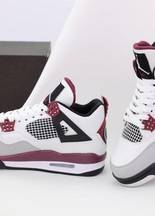 Женские кроссовки nike air jordan 4 retro psg white bordo 36-38-39-419 фото