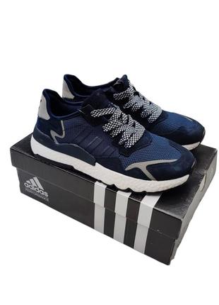 Мужские кроссовки синие adidas nite jogger 3m синие🔥4 фото
