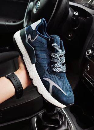 Чоловічі кросівки сині adidas nite jogger 3m сині🔥