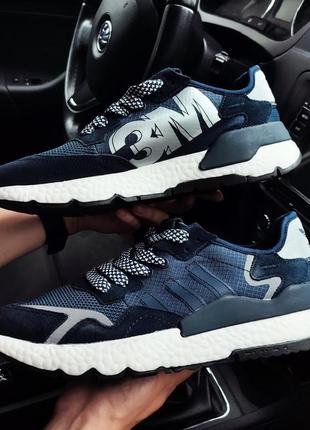 Мужские кроссовки синие adidas nite jogger 3m синие🔥3 фото