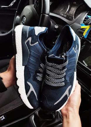 Мужские кроссовки синие adidas nite jogger 3m синие🔥2 фото