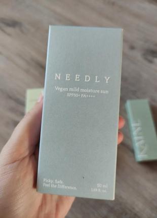 Увлажняющий солнцезащитный крем с растительным скваланом needly vegan mild moisture sun spf 50+ pa++++ 50 мл