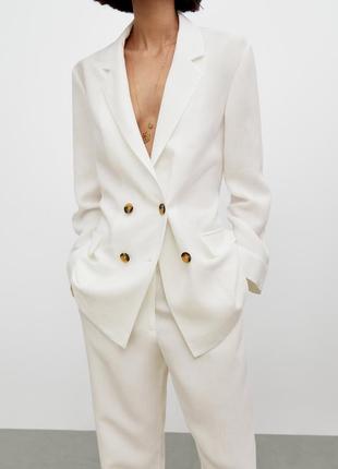Пиджак бело-кремовый massimo dutti2 фото