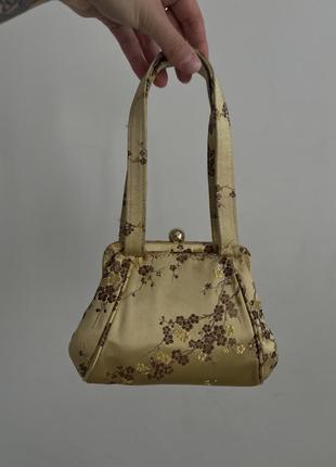 Етно японська сумочка клатч золота