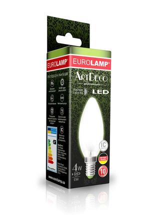 Eurolamp led лампа свеча artdeco 4w e14 4000k (матовая) 4260410488300