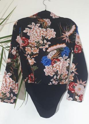 Боди блуза с цветочным принтом, блузка, рубашка6 фото