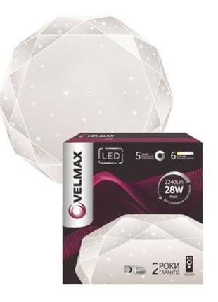 Led светильник velmax v-cl-diamond, 70w, smart, 3000k-6500k, 4900lm, пульт дистанционного управления
