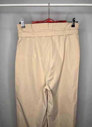 Широкие бежевые брюки палаццо с поясом plt🔥7 фото