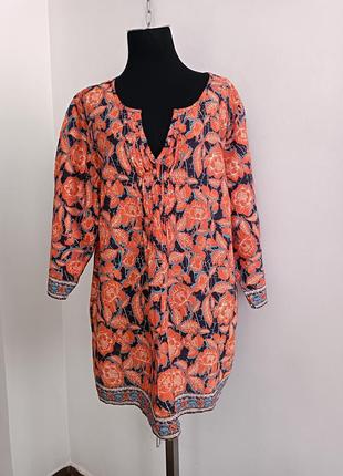 Блуза туника из хлопка с вискозой per una ,170/104 см, xl-2 xl1 фото