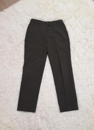 Укороченные брюки цвета темный хаки1 фото