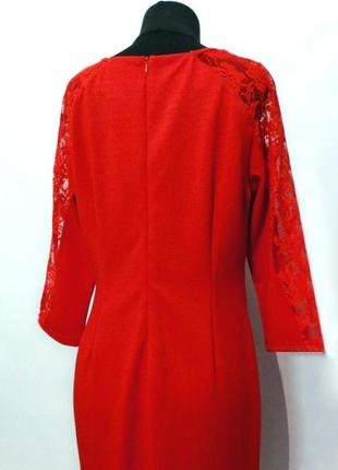 Женское красное платье с люрексом.5 фото
