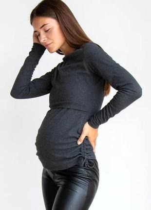 👑vip👑 джемпер для беременных и кормящих матусь джемпер в рубчик хлопковый джемпер1 фото