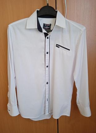 Белая рубашка для мальчика/біла сорочка на кнопках/128/1221 фото