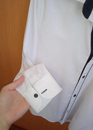 Белая рубашка для мальчика/біла сорочка на кнопках/128/1224 фото