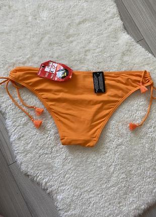 Плавки низ от купальника на завязках оранжевые3 фото