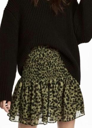 Шифоновая ярусная юбка с высокой талией в леопардовый принт1 фото