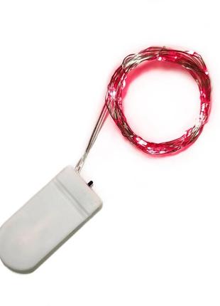 Светодиодная яркая гирлянда на батарейках 3 метра красная нить