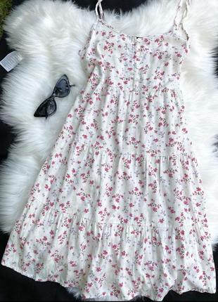 Белое вискозное платье в цветочный принт на брителях/платье в цветочной принт для беременных2 фото