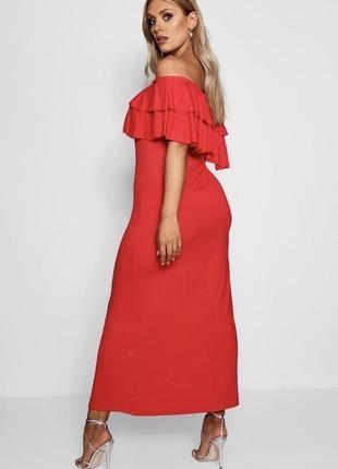 Длинное платье с рюшами. красное платье сарафан2 фото