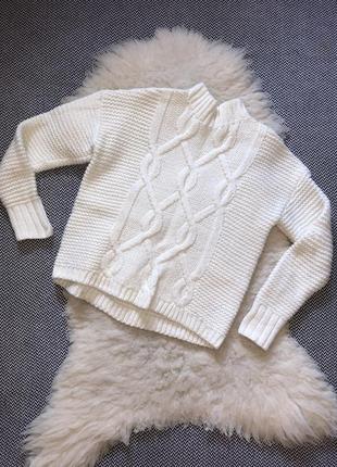 Gap оригинал крупной вязки свитер кофта косы молочный горловина шерсть шерстяной1 фото