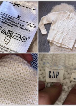 Gap оригинал крупной вязки свитер кофта косы молочный горловина шерсть шерстяной10 фото
