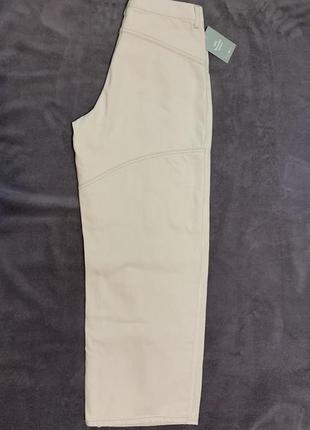Джинсы бежевые кремовые с контрастными швами широкие loose straight jeans нм8 фото