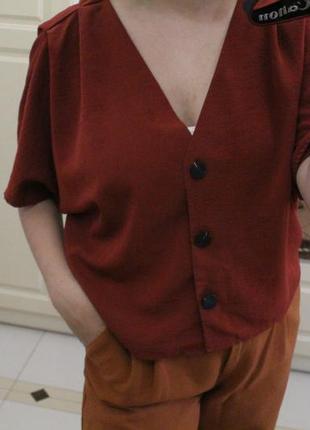 Бордова блуза на гудзиках2 фото