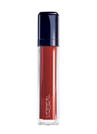 Матовий блиск для губ l'oreal infallible mega gloss тон 402, червона матова рідка помада