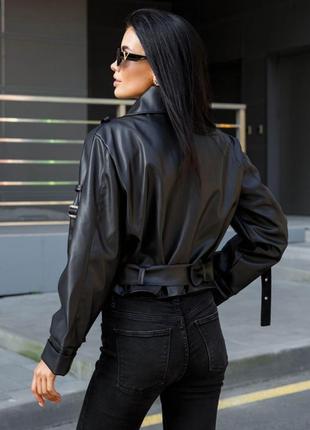 Куртка - косуха женская черная, куртка короткая,  на подкладке, демисезонная осенняя весенняя черная9 фото