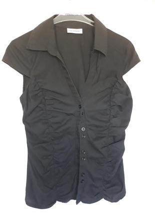 Женская блуза черная блузка классическая рубашка на пуговицах clockhouse2 фото