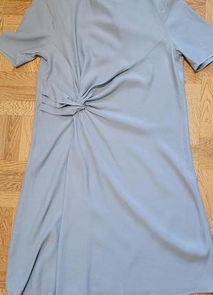 Платье с узлом на талии вискоза серо-голубого цвета
