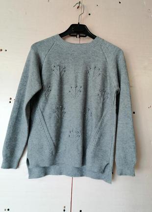 Мягкий нежный кашемировый свитер с жемчужинами2 фото