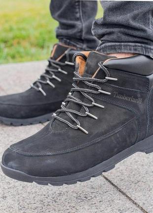 Чоловічі черевики нубук timberland — чорний