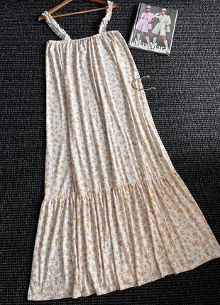 Длинное платье на бретельках. 2xl-3xl. длинный лёгкий сарафан цветочный принт8 фото