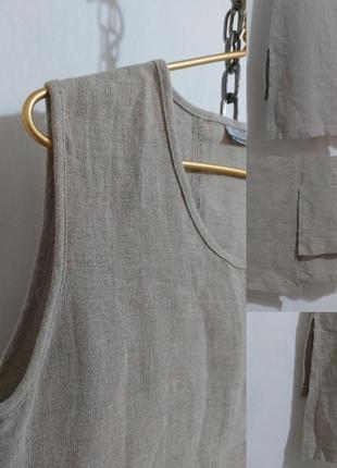 Льняная мешковидная удлиненная блуза, туника  этно, бохо стиль sejour collection6 фото
