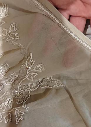 Шикарное кремовое миди платье с вышивкой их бисера asos disign10 фото