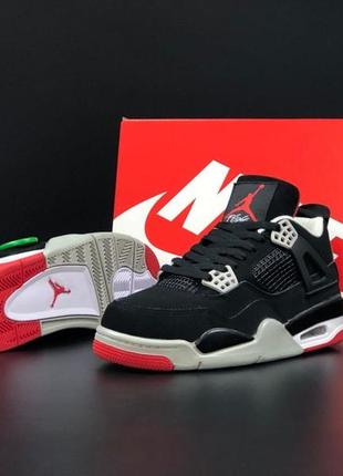 Чоловічі кросівки nike air jordan 4 retro  чорні з червоним