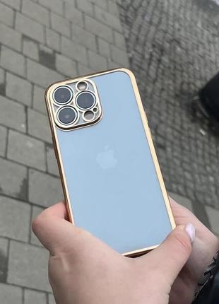 Силіконовий прозорий чехол з золотим обідком iphone 14pro max 6.7дюйма2 фото