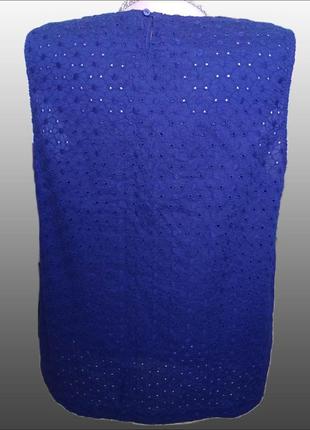 Трендовый темно синий хлопковый топ uniqlo из прошвы/летняя вышитая блузка 100% хлопок5 фото