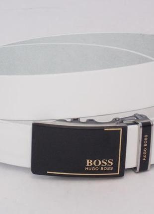 Шкіряний чоловічий білий пояс автомат