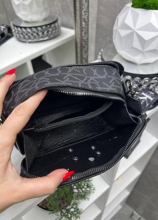 Черная стильная трендовая эффектная сумочка кроссбоди5 фото