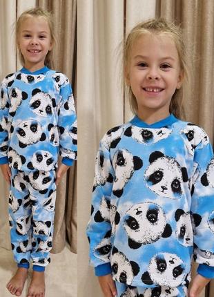 Пижама теплая детская с начесом для девочки