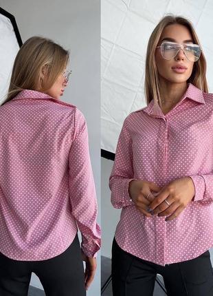 Блуза женская в горошек с длинным рукавом до 52 размера4 фото