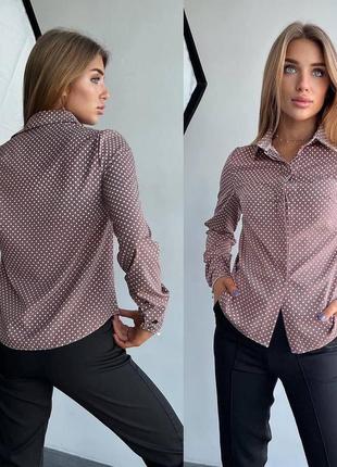 Блуза женская в горошек с длинным рукавом до 52 размера2 фото
