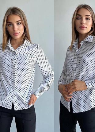 Блуза женская в горошек с длинным рукавом до 52 размера3 фото