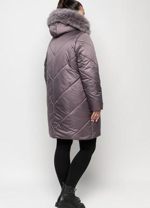 Жіноча тепла зимова куртка з хутром великі розміри 54-70р3 фото