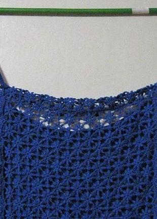 Синяя майка с плетеной спинкой4 фото