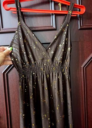 Сарафан коричневый с пайетками на бретелях длинный, в пол, пайетки, платье длинная, платье2 фото