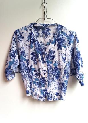 💙▪️ sale базова затишна блуза ▪️💙 квітковий принт лілії квіти біла блакитна